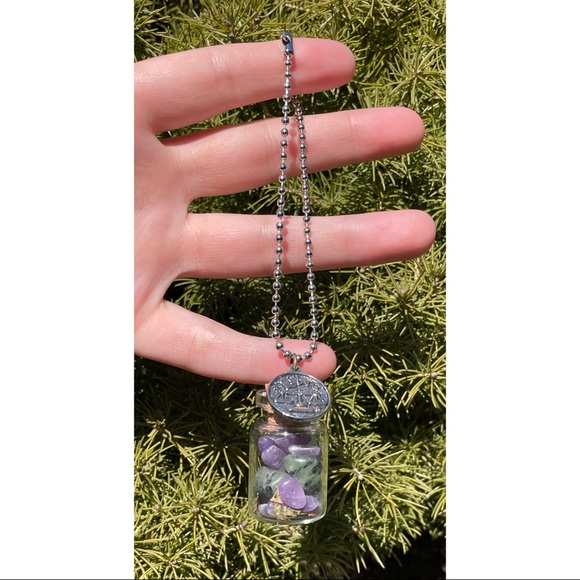 Libra ♎️ Car Charm Bottle | Crystal + Herb Cork Jar | Hand Crafted | Zodiac - Picture 4 of 5
